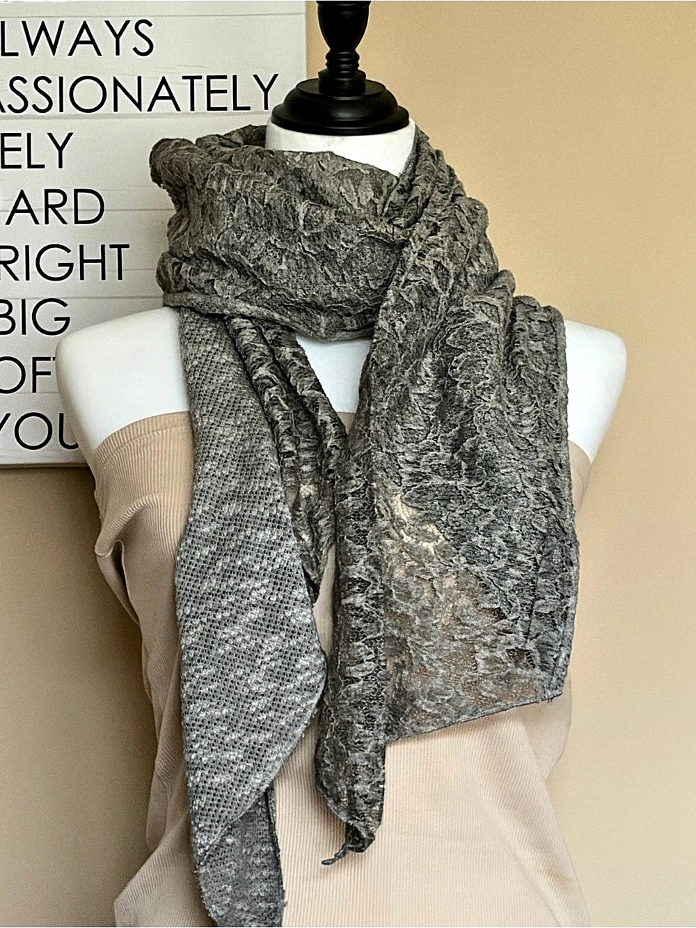 Textured Gray Scarf